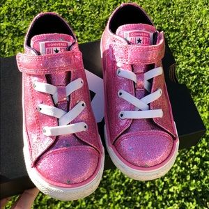 pink glitter Converse - no tie- Velcro only